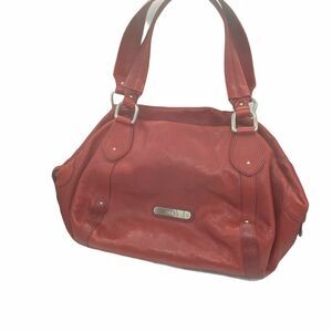 Cole Haan Brick Red Leather Slouchy Shoulder Handbag Purse Tote